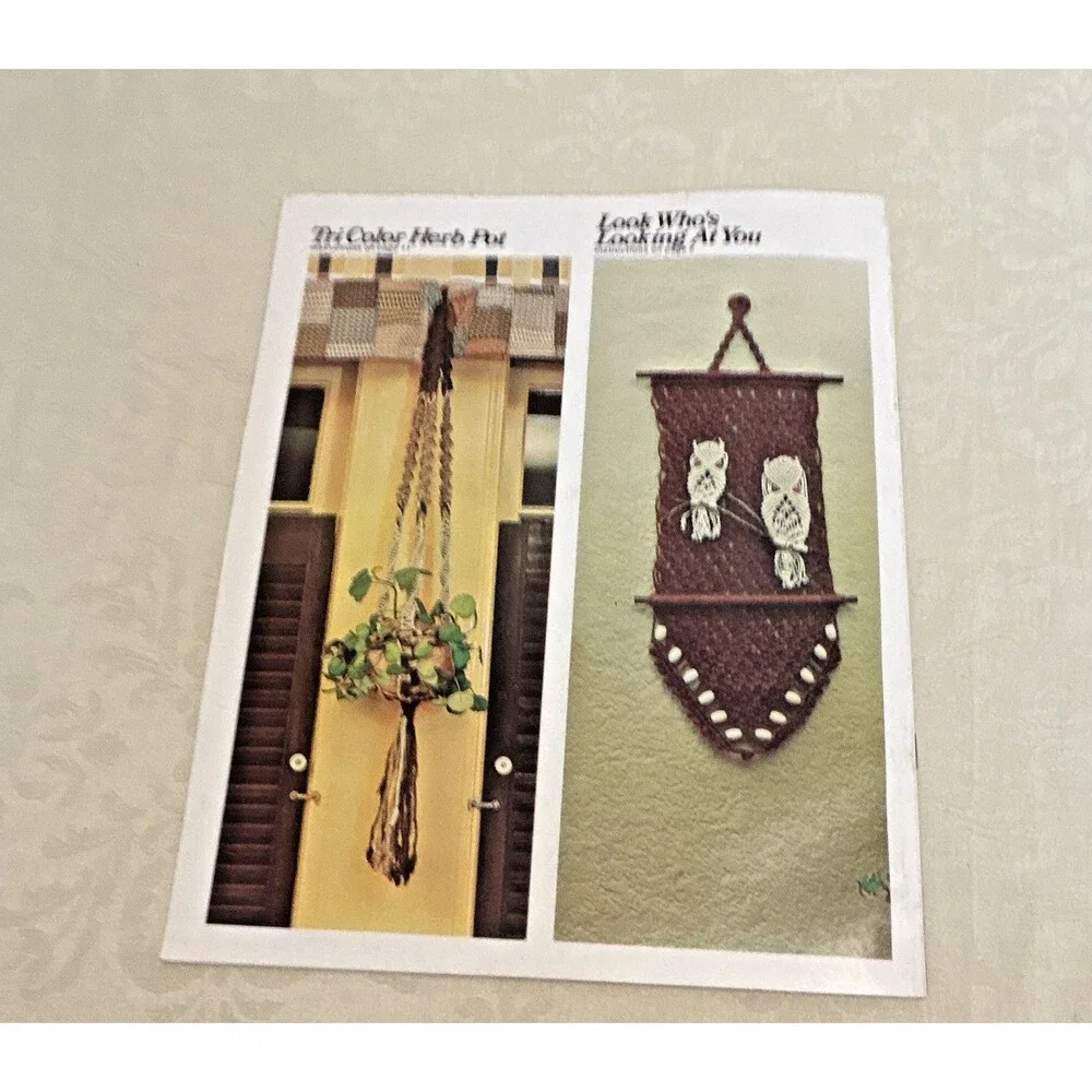 Vintage 1970s Macramé Pattern Book Lot 2 Hangers Small Spaces Why Knot Boho